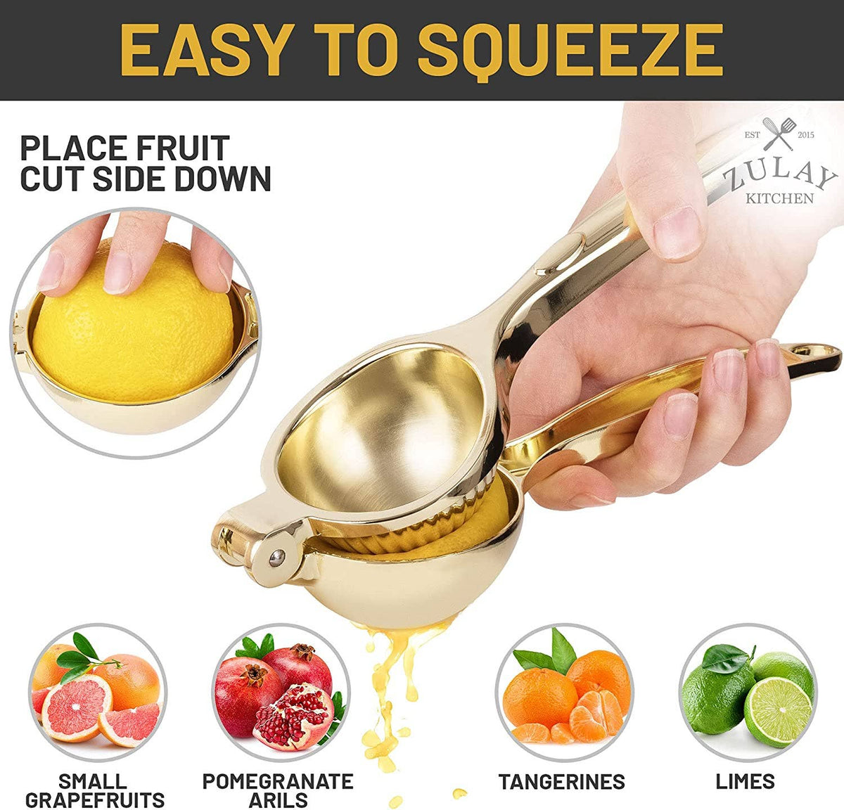 Zulay Kitchen Handheld Lemon Squeezer Citrus Juicer With
