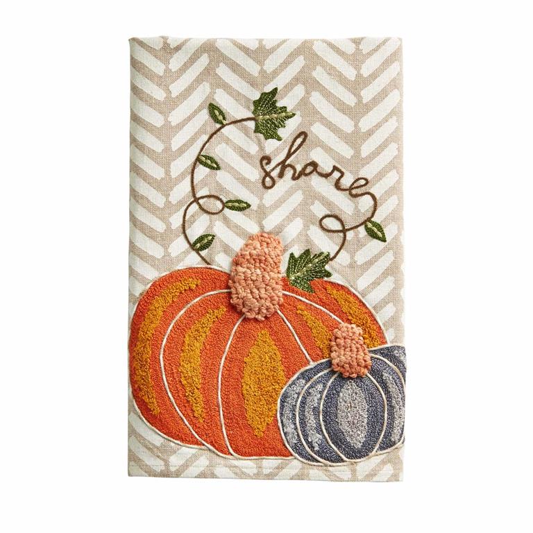 Embroidered Pumpkin Towels Ganas Pecan Company