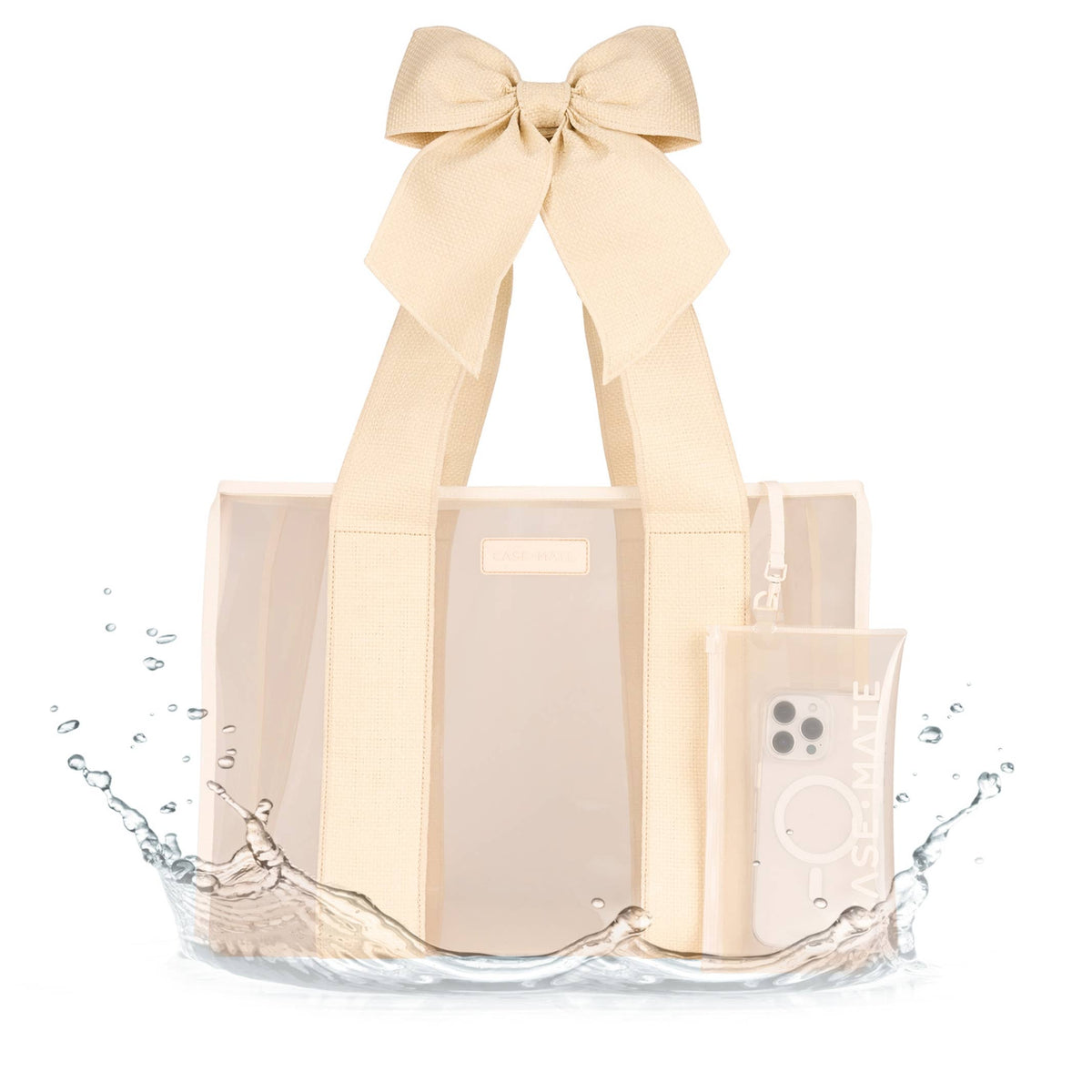 Case-Mate - Special Edition Bow Ecru Raffia Jelly Tote With Phone