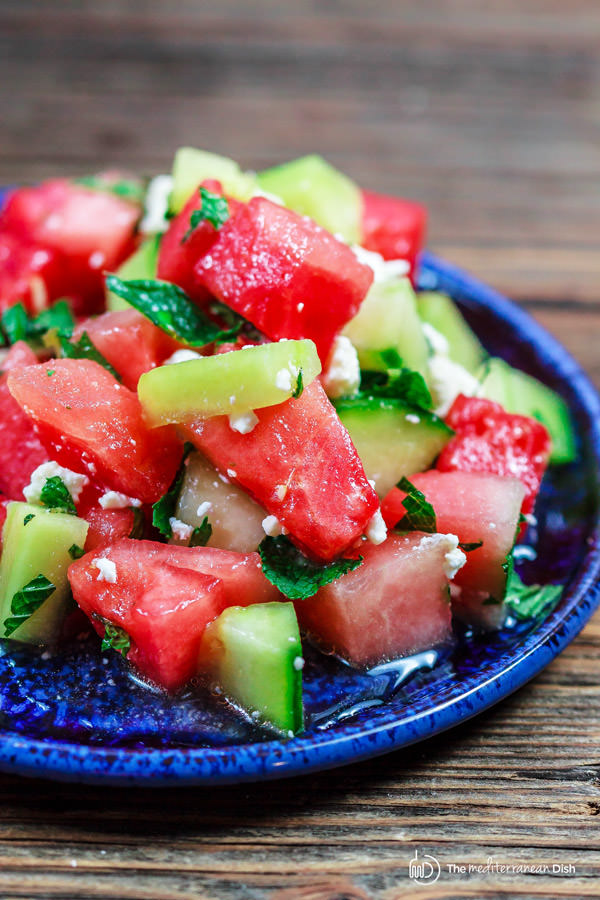 Watermelon and Cucumber Salad with a Honey Vinaigrette
