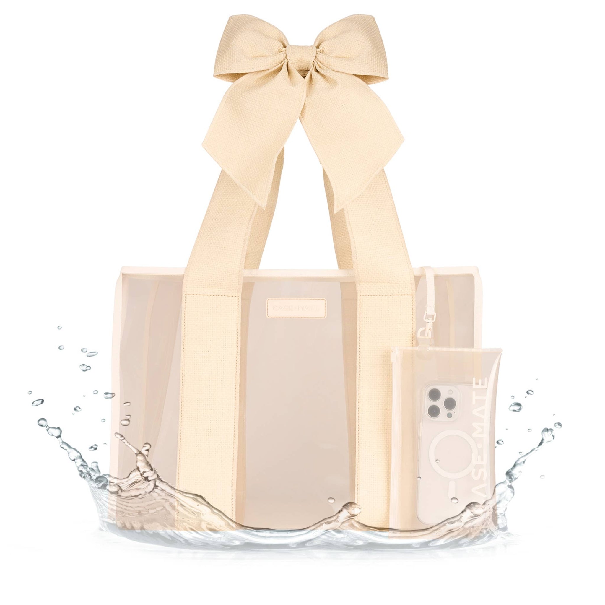 Case-Mate - Special Edition Bow Ecru Raffia Jelly Tote With Phone