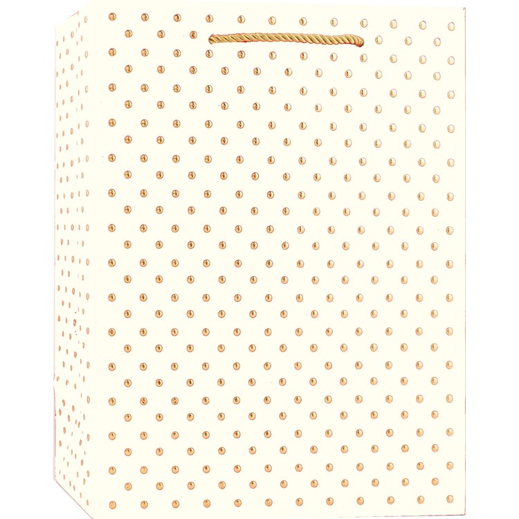 Gold Swiss Dots-Cream Tote Bag-Medium