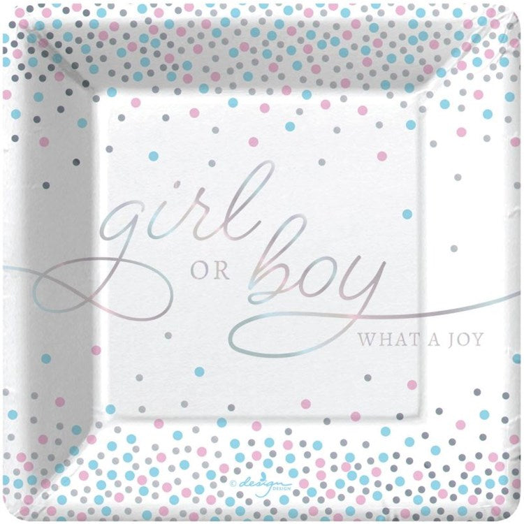 Baby Confetti-Girl or Boy Plate-Dessert-Square