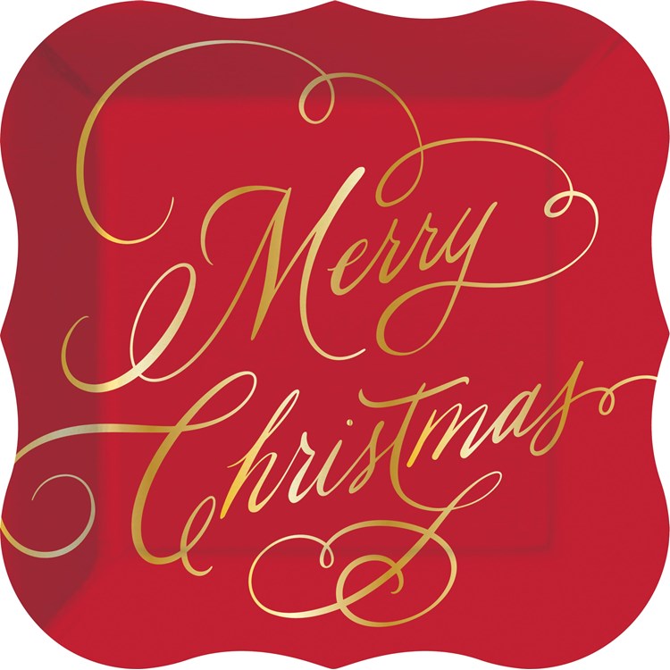 Merry Christmas Classic Script Plate-Dessert-Shaped