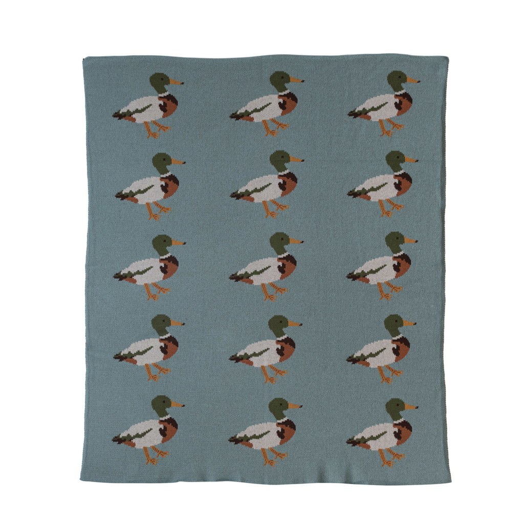 Cotton Knit Baby Blanket w/ Ducks, Multi Color ©