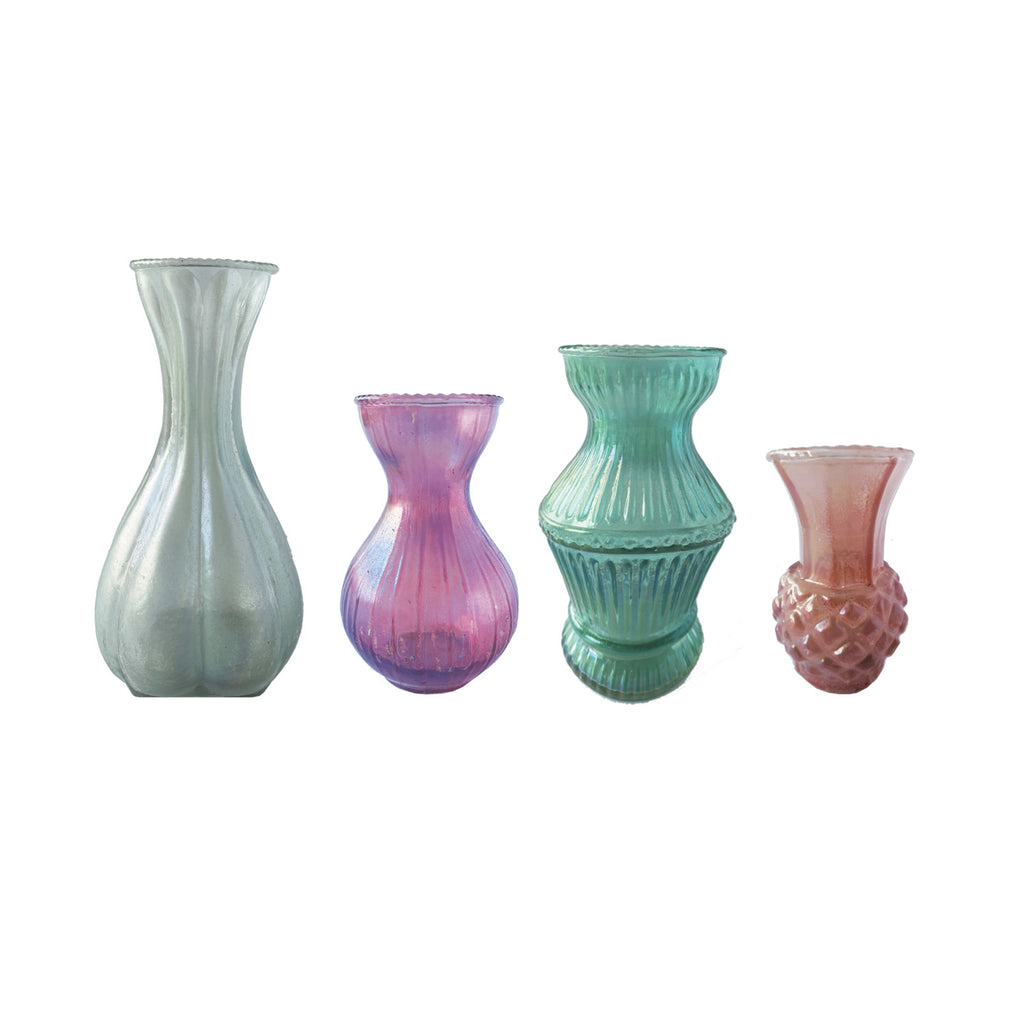 Debossed Glass Vases, Set of 4