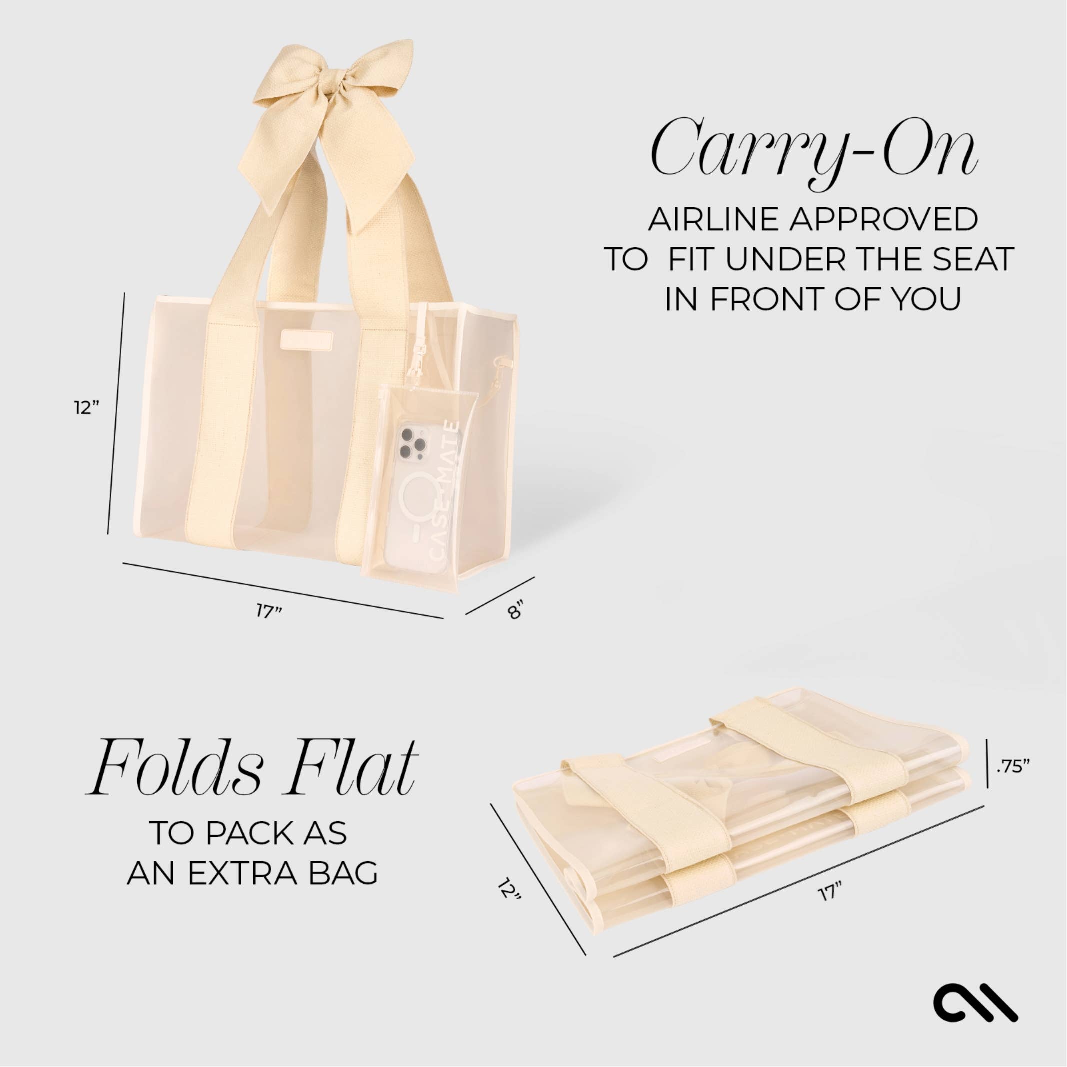Case-Mate - Special Edition Bow Ecru Raffia Jelly Tote With Phone