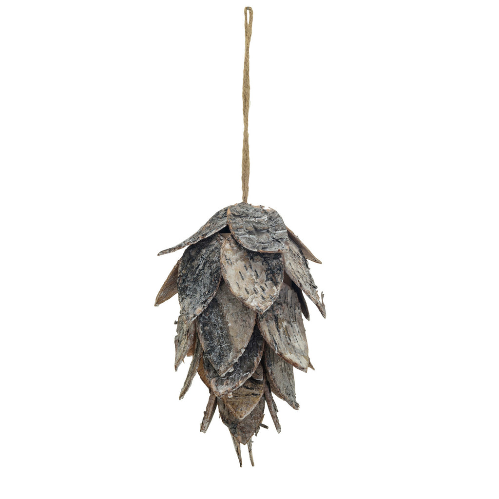Birch Bark Pinecone Ornament, Natural
